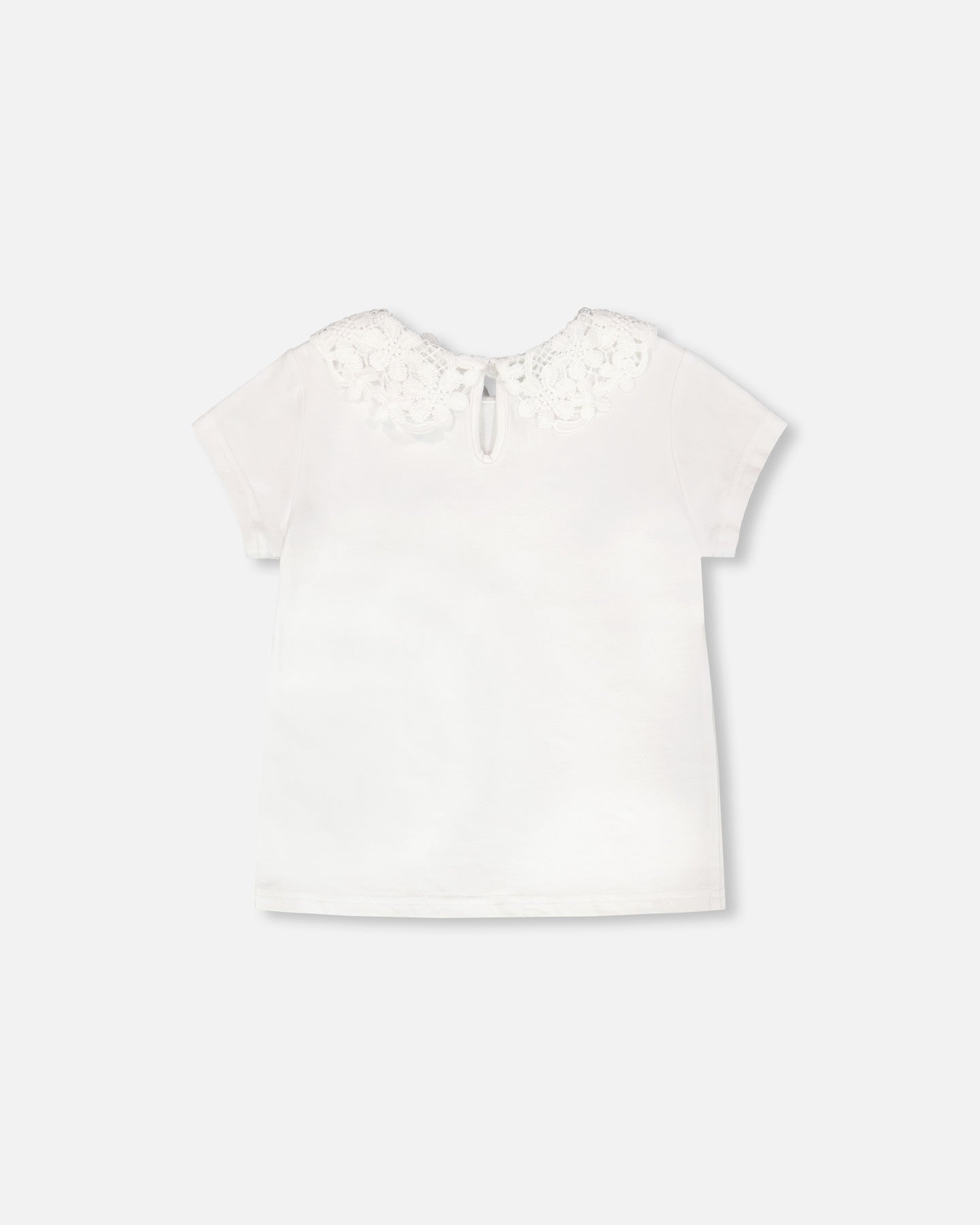 Deux Par Deux Girls T-Shirt with Crochet Collar_ H30I70