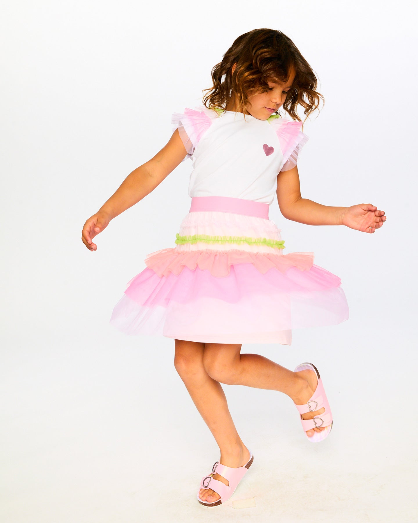 Deux Par Deux Girls T-Shirt With Mesh Sleeves_ H30M72