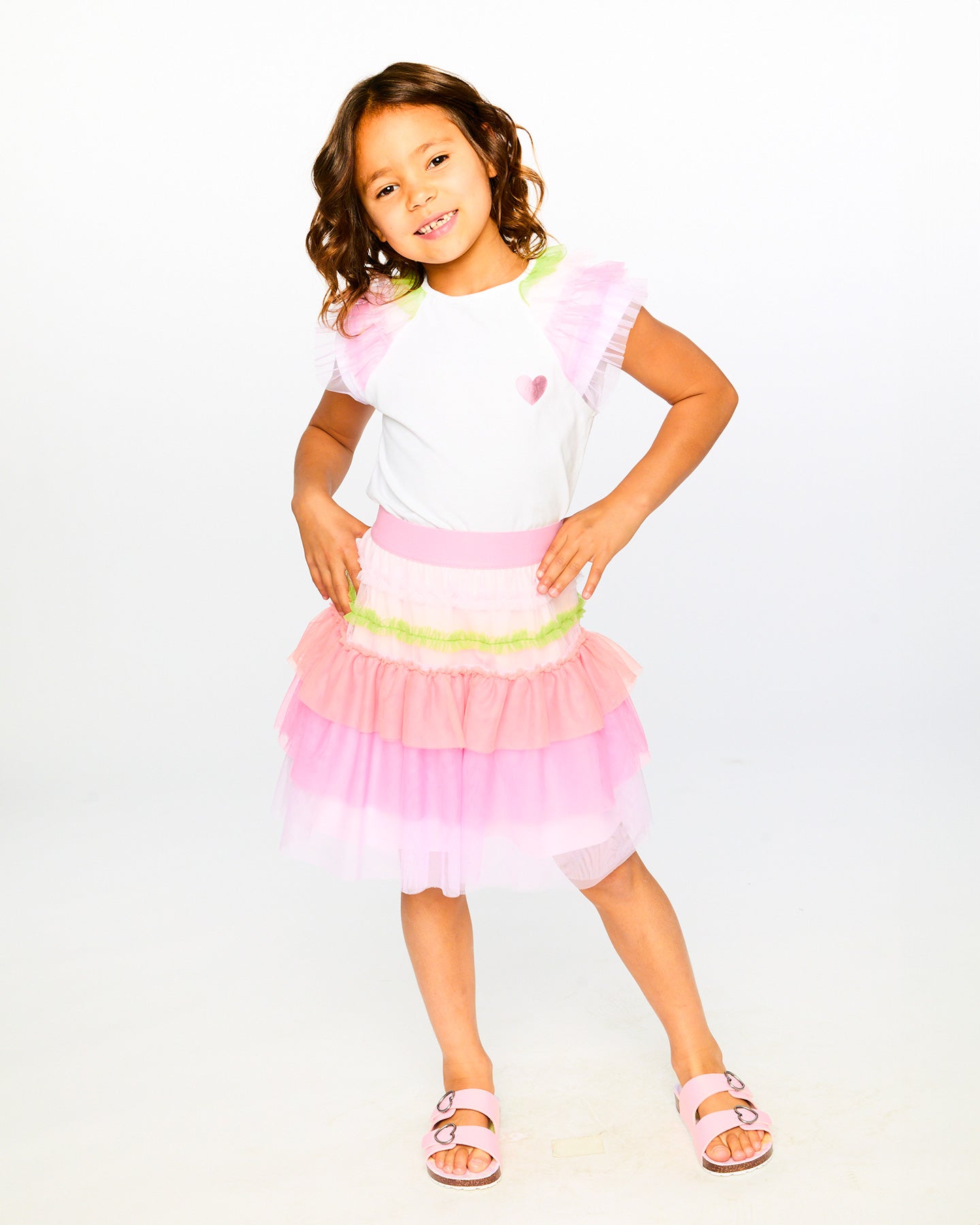 Deux Par Deux Girls T-Shirt With Mesh Sleeves_ H30M72