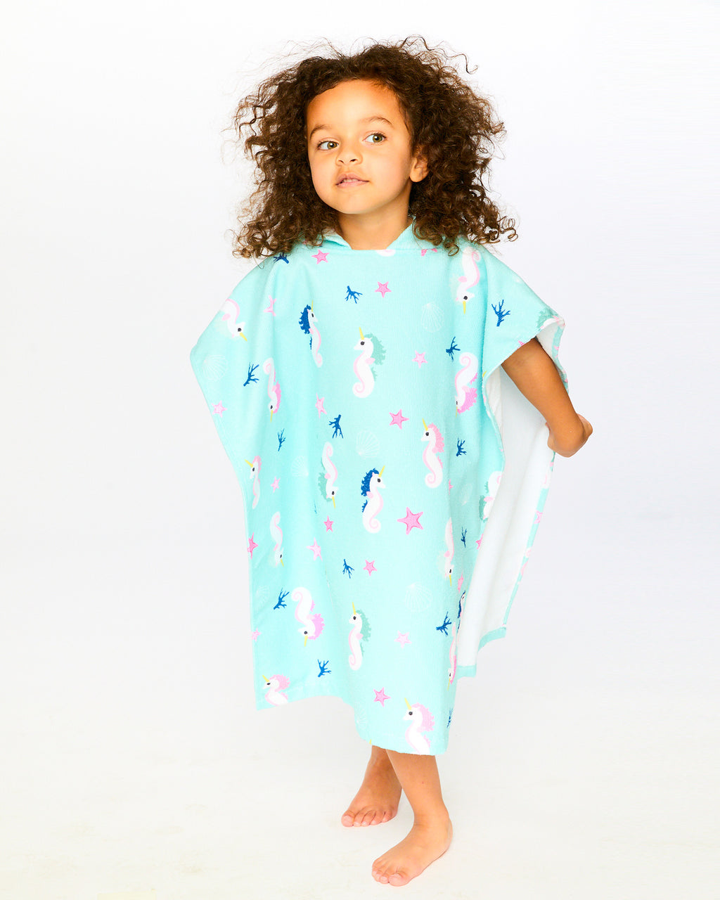 Deux Par Deux Girls Hooded Poncho_ H30OP