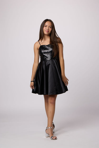 UDT Sequin & Satin Party Dress w/Straps