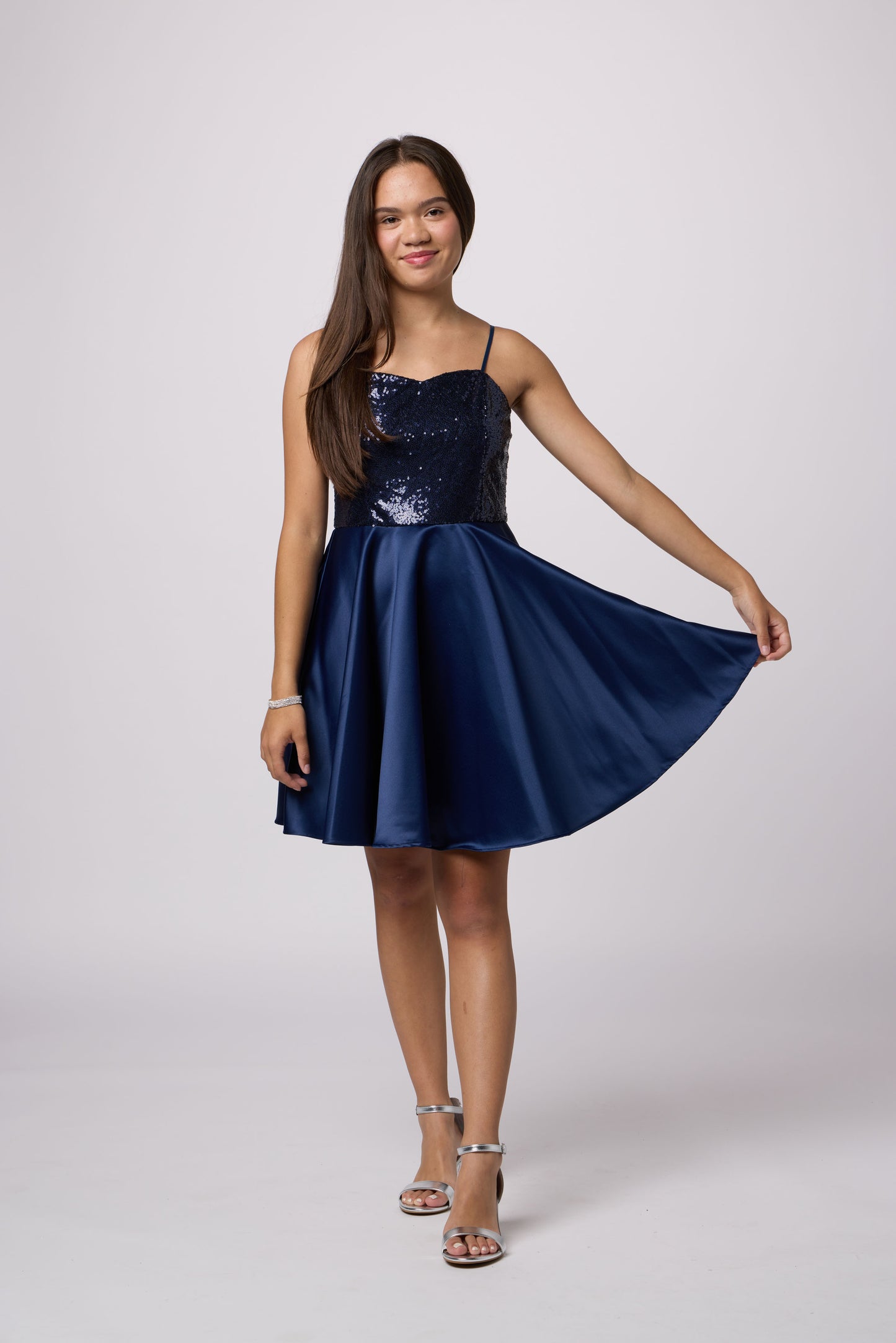 UDT Sequin & Satin Party Dress w/Straps