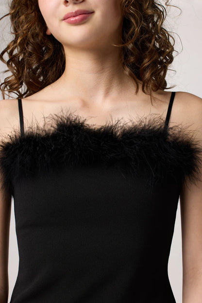 UDT Thin Strap Mini Feather Black Dress