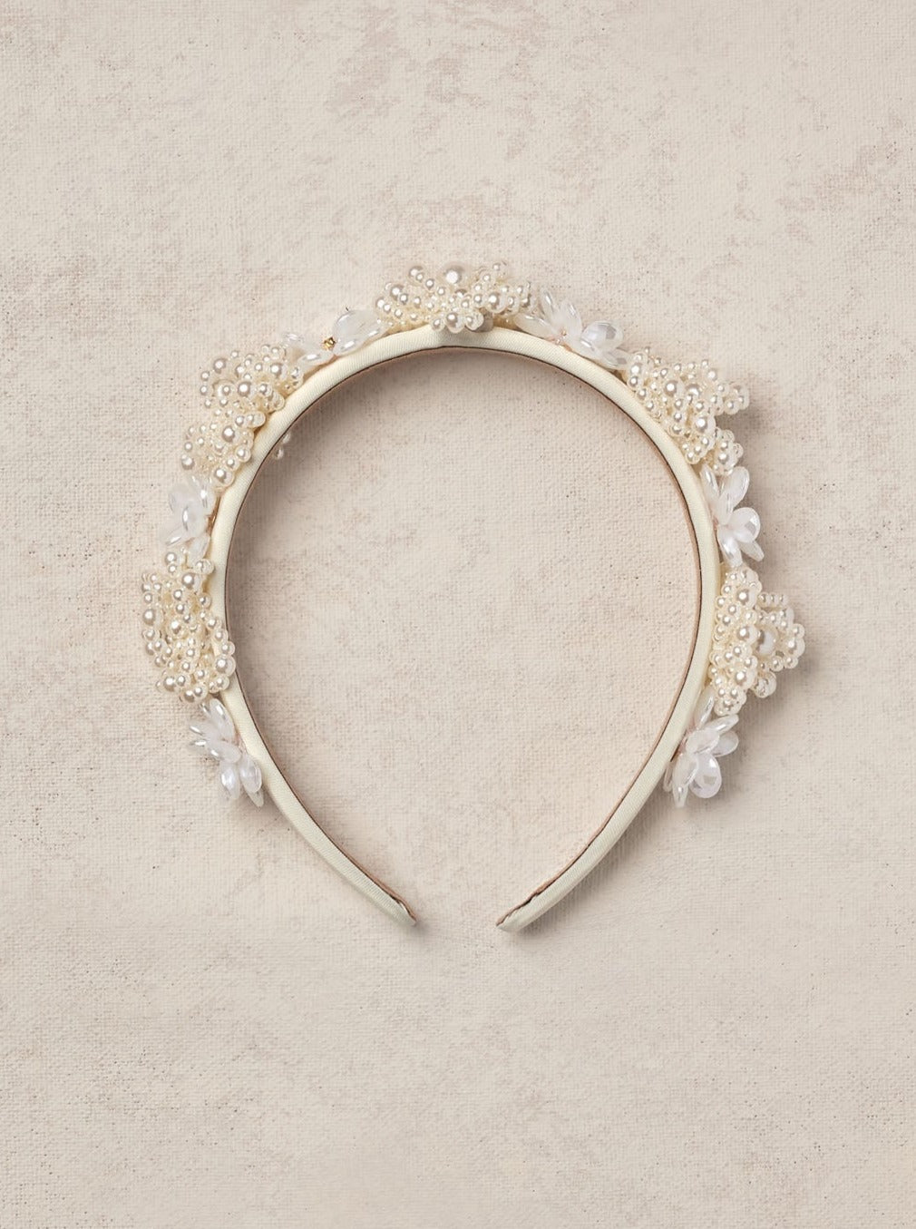 Noralee Off White Floral Pearl Headband _Off White NLA021-1280