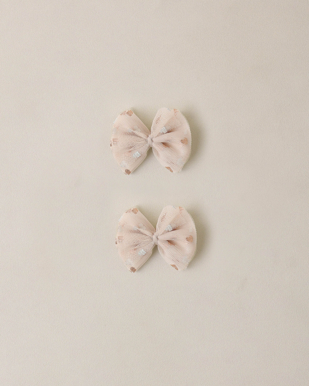 Noralee Flutter Rose Gold Hearts Tulle Clips