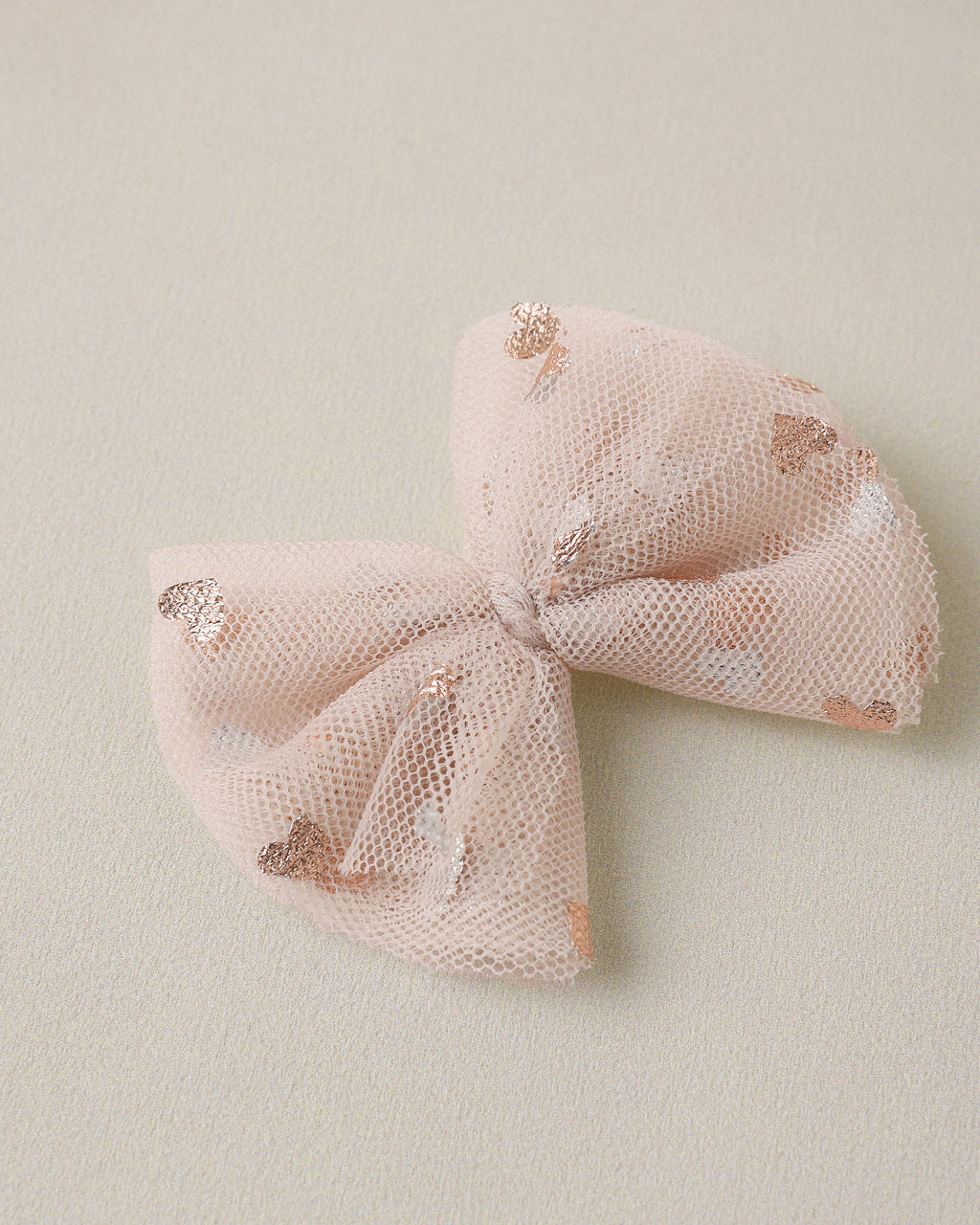 Noralee Flutter Rose Gold Hearts Tulle Clips