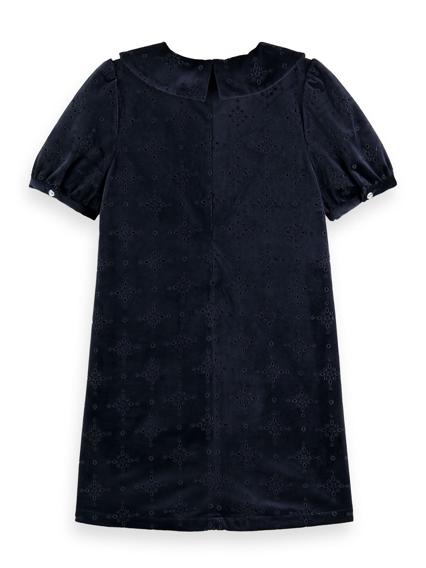 Scotch & Soda Navy Velvet Embroidered Peter Pan Collar Dress _175124-0093