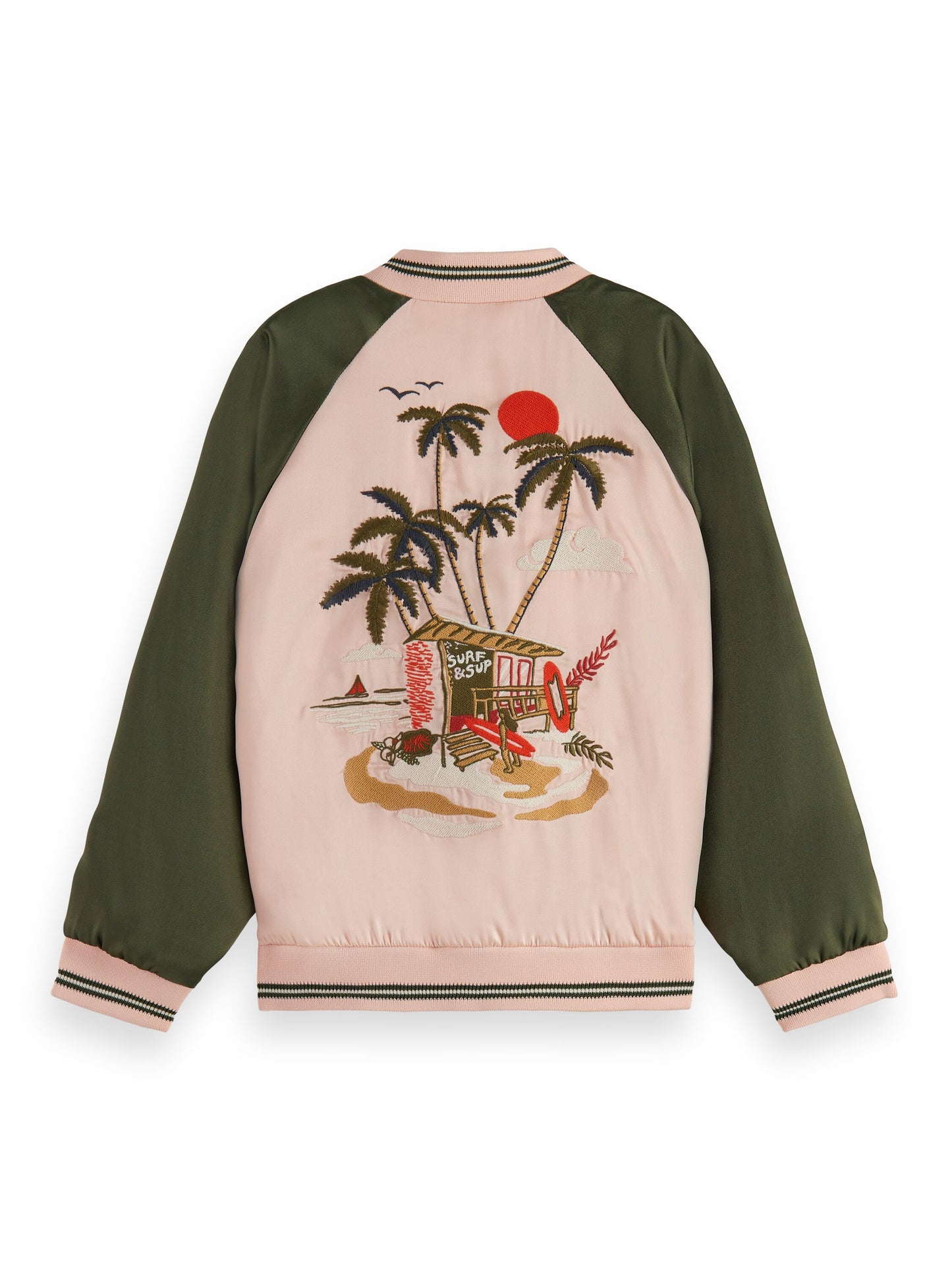 Scotch & Soda Pink & Green Reversible Varsity Bomber Jacket _ 176004-5564