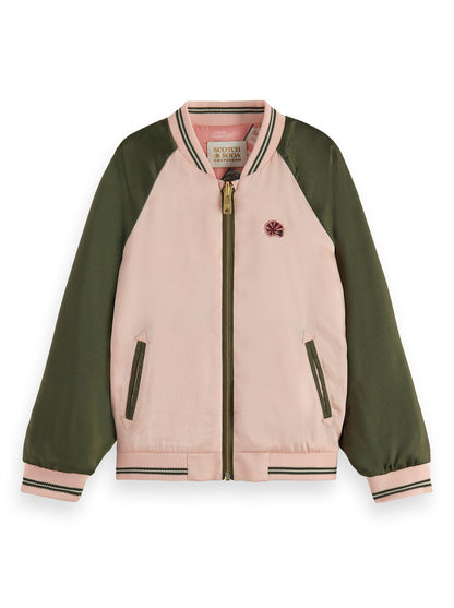 Scotch & Soda Pink & Green Reversible Varsity Bomber Jacket _ 176004-5564