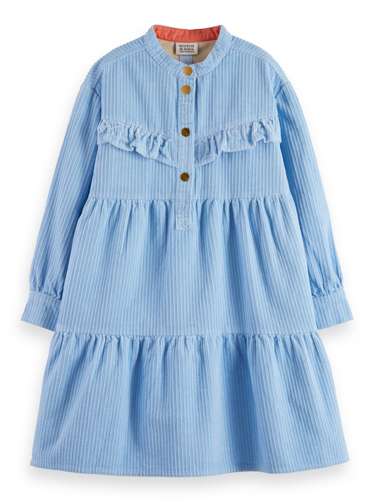 Girls Corduroy Ruffle Dress