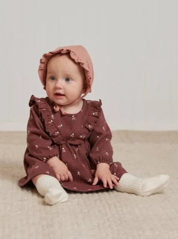 Quincy Mae Mocha Flower Print Dress & Bloomer Set