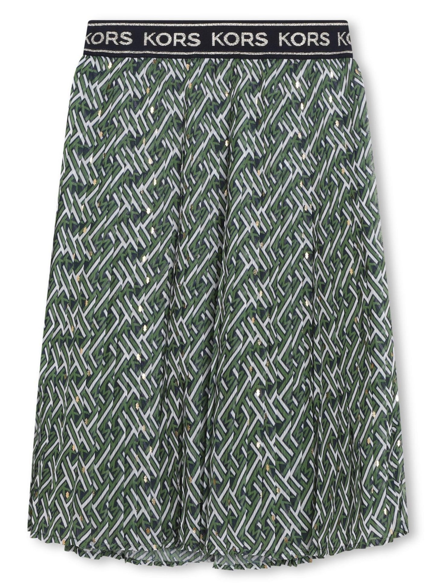 Michael Kors Green Geometric Printed Pleated Skirt _R13127-64