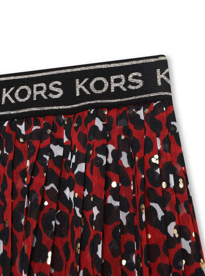 Michael Kors Red Pleated Printed Skirt _R13127-961