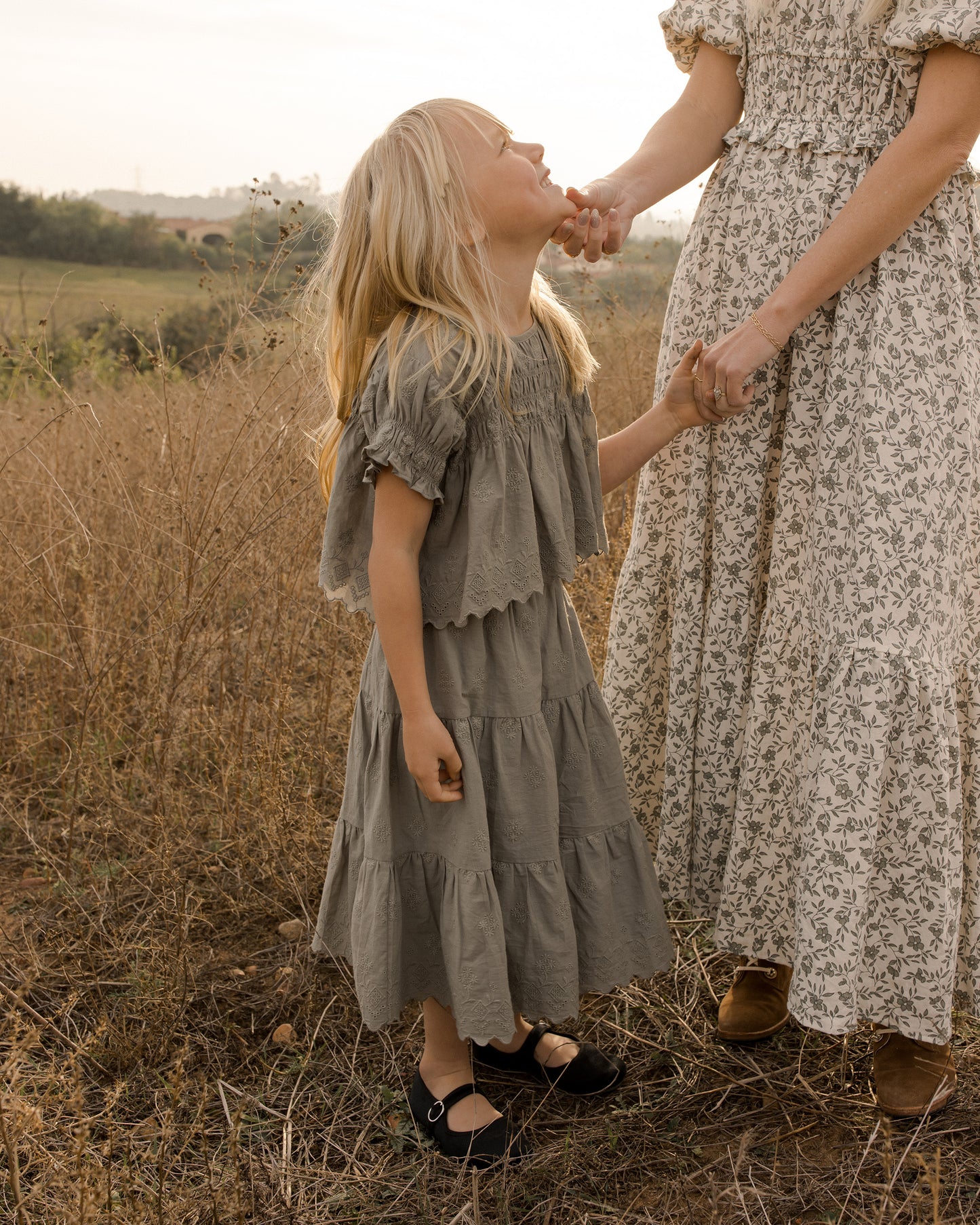 Girls Ruffle Tiered Midi Skirt