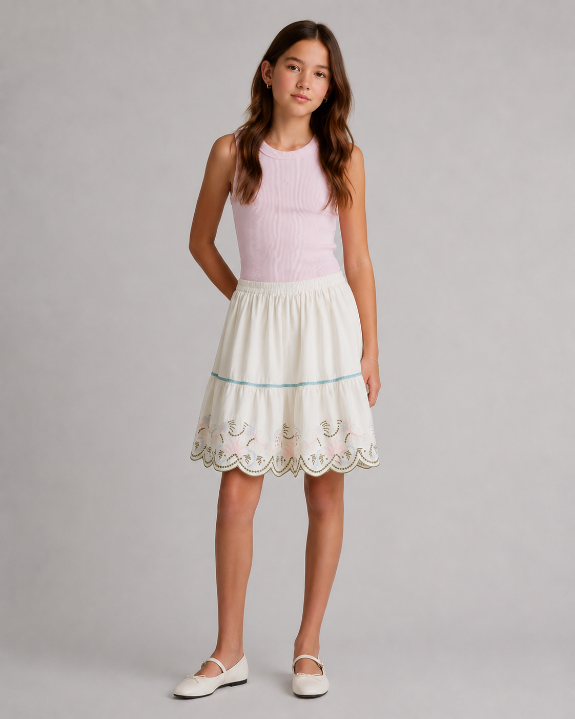 Scotch & Soda Girls Embroidered Cotton Skirt