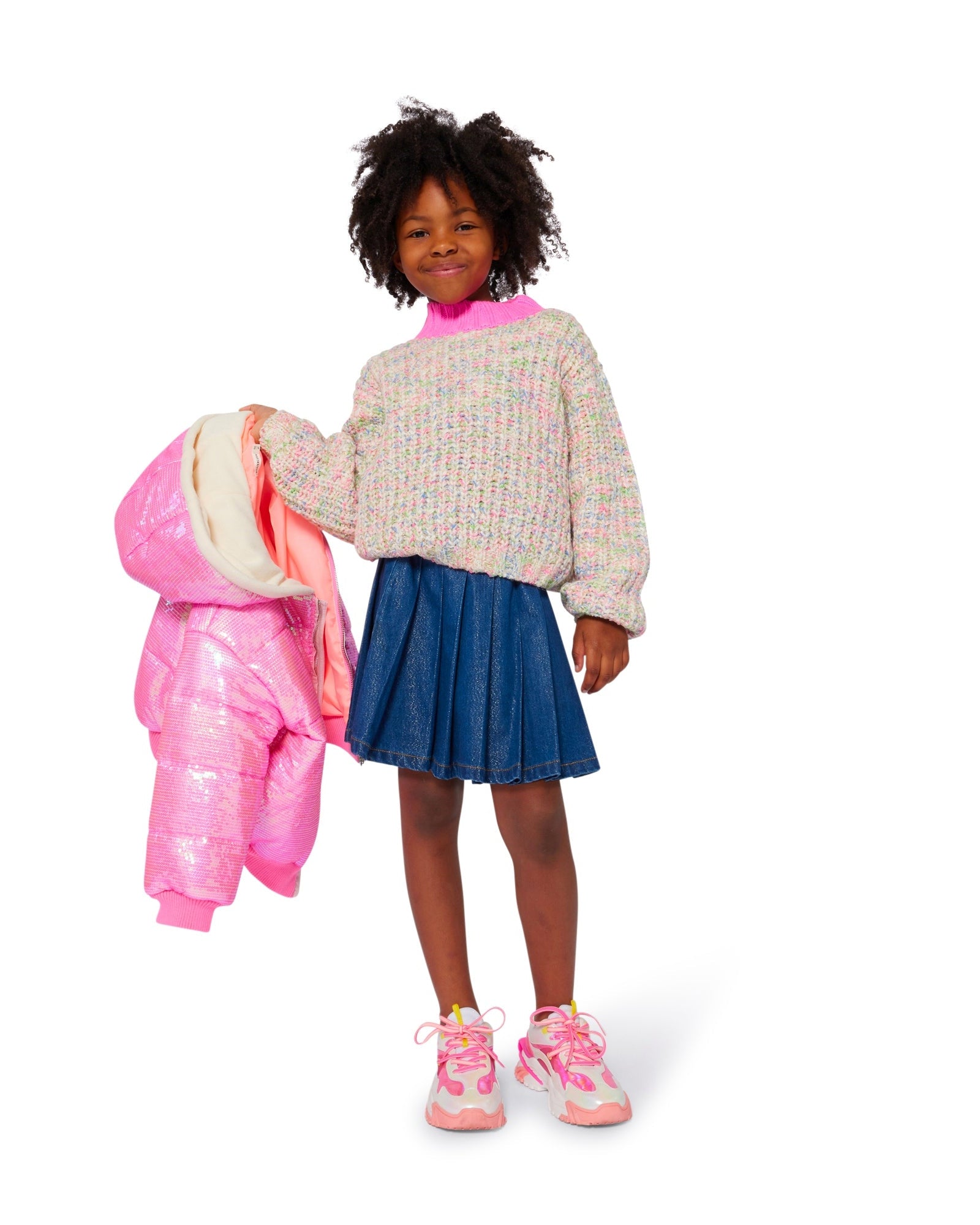 Billie Blush Girls Multicolour Knit Sweater_ U21367