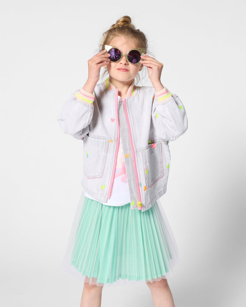 Billie Blush Girls Denim Bomber Jacket_ U21909