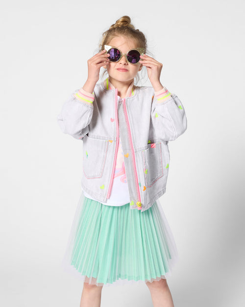 Billie Blush Girls Denim Bomber Jacket_ U21909