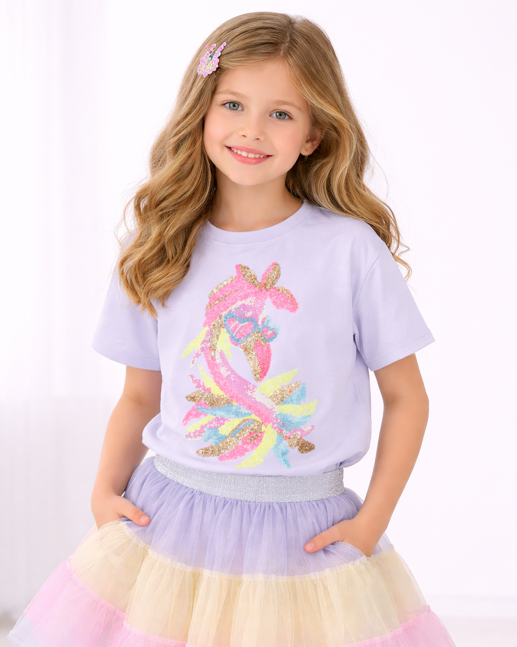 Billie Blush Girls Sequin Graphic T-Shirt_ U21922