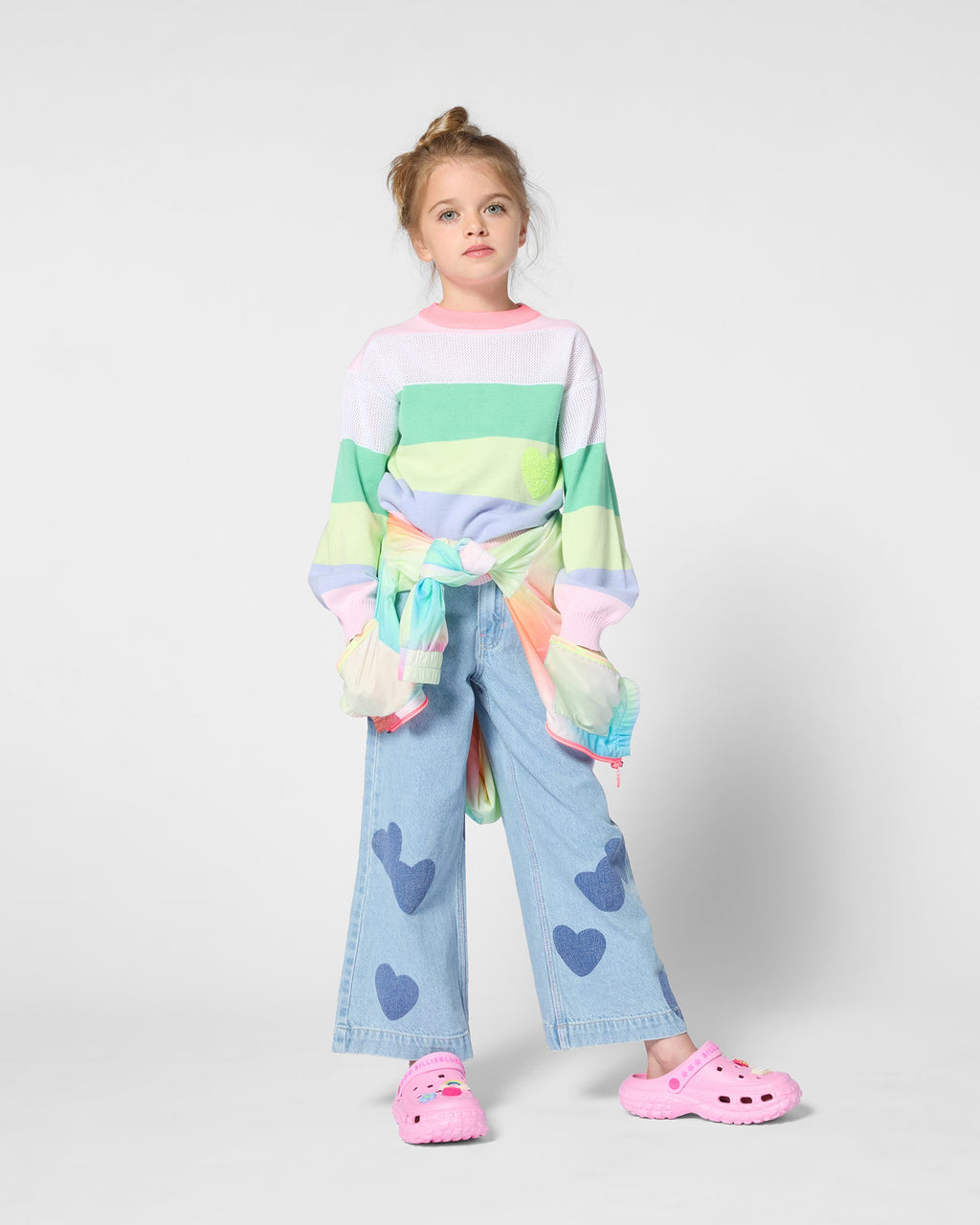 Billie Blush Girls Multicolour Striped Sweater_ U21971