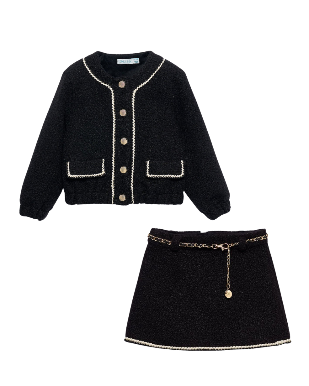 Abel & Lula Girls Sherpa Jacket & Skirt Set_ 5843