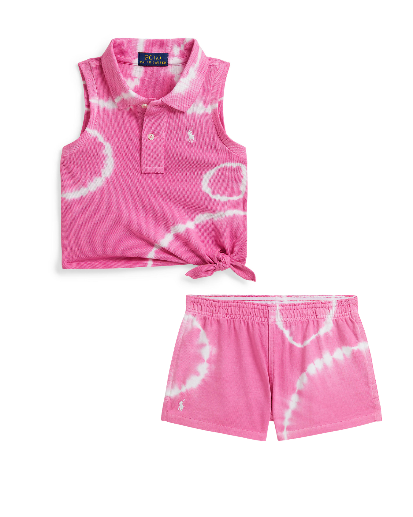 Ralph Lauren Mini Girls Stretch Mesh Sleeveless Polo & Shorts Set