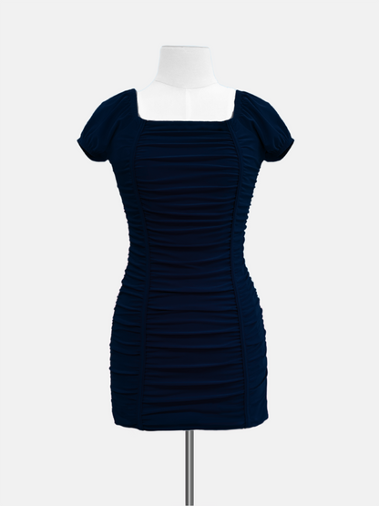 Cheryl Kids Navy Ruched Body & Cap Sleeve Party Dress _ 6001-1306