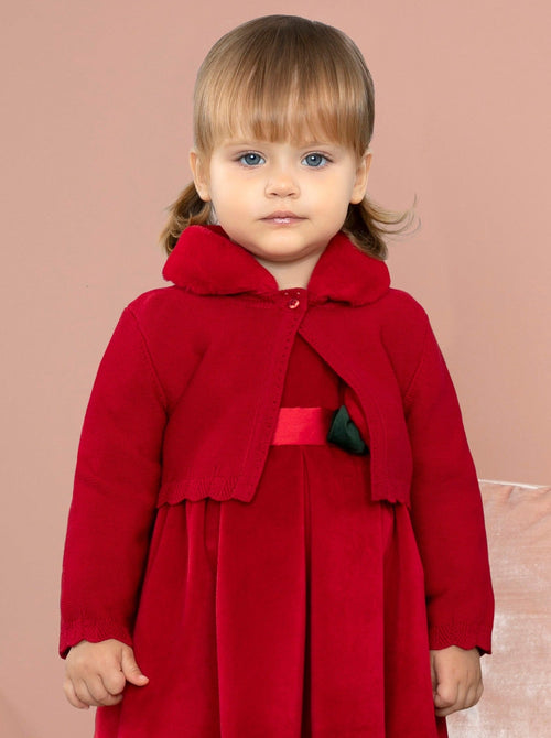 Abel & Lula Baby Red Faux Fur Collar Bolero _5844 - 09 - NorthGirls