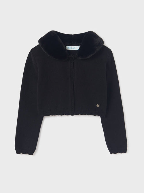 Abel & Lula Black Faux Fur Collar Bolero _5862 - 76 - NorthGirls