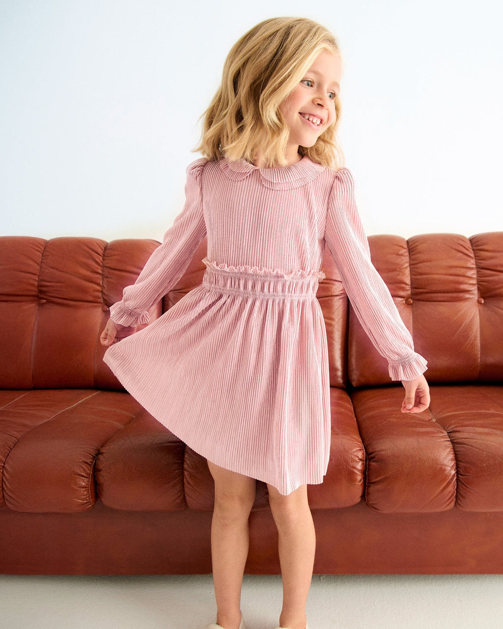 Abel & Lula Girls Pleated Knit Dress_ 5530 - NorthGirls