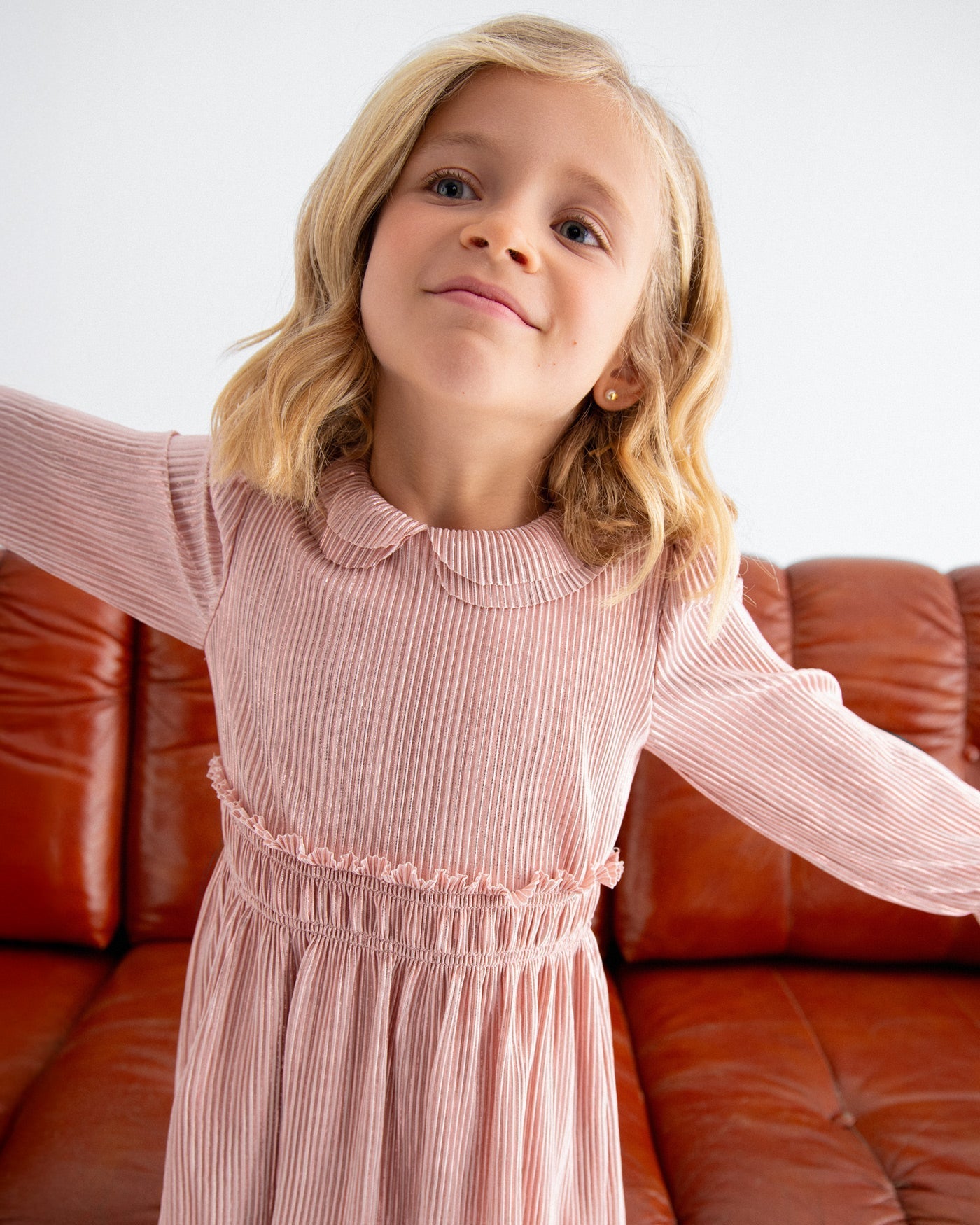 Abel & Lula Girls Pleated Knit Dress_ 5530 - NorthGirls