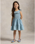 Ralph Lauren Mini Girls Chambray Woven Blue Dress_ 312A11755001