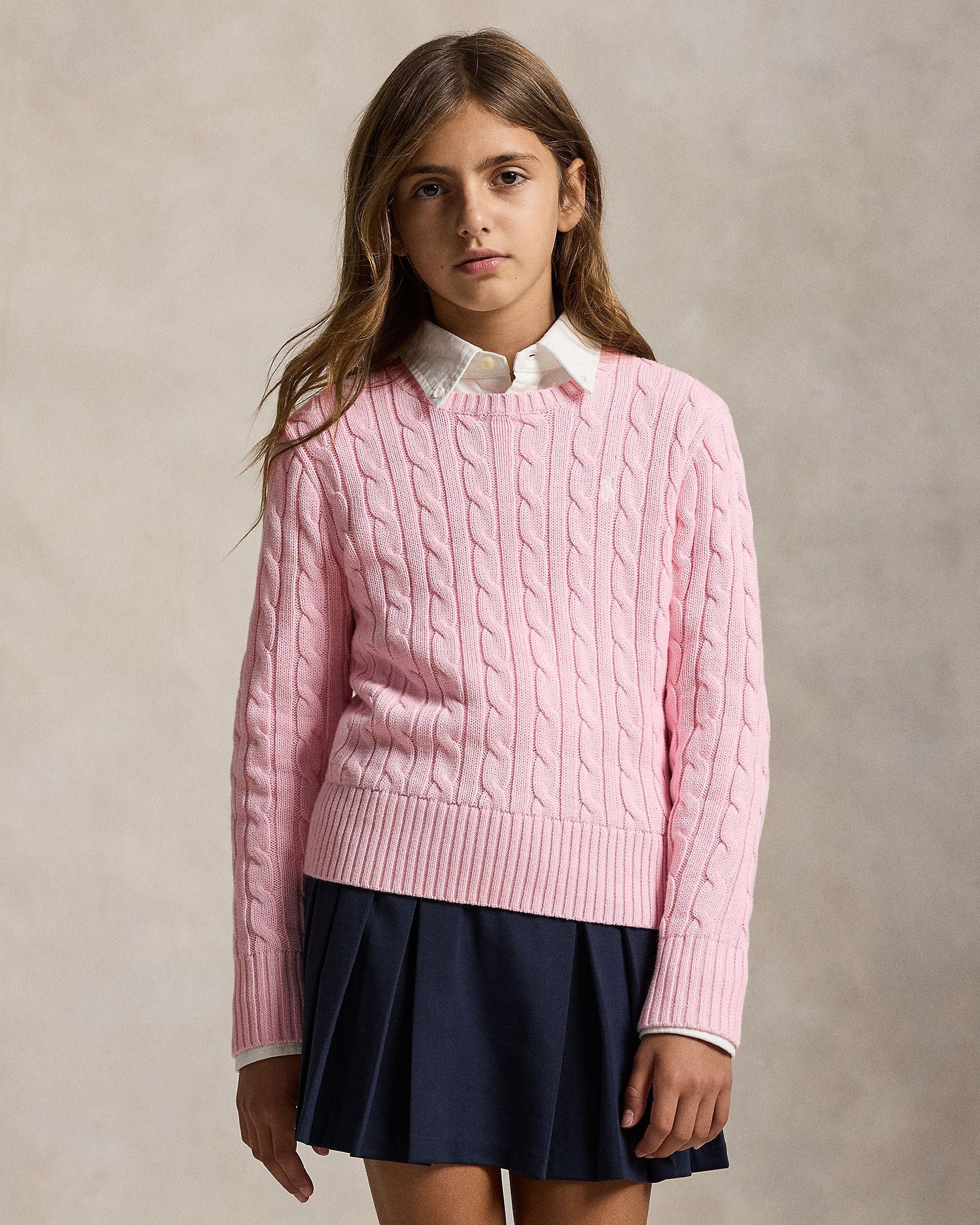 Ralph Lauren Girls Cable-Knit Cotton Sweater