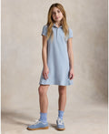 Ralph Lauren Girls Stretch Mesh Flare Estate Blue Polo Dress_ 313934962502