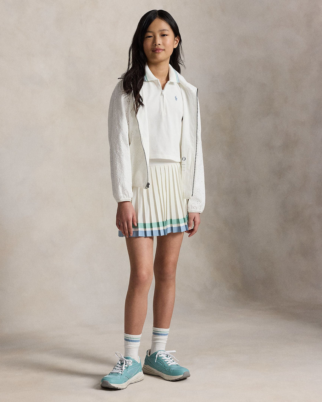 Ralph Lauren Girls Striped Pleated Skort