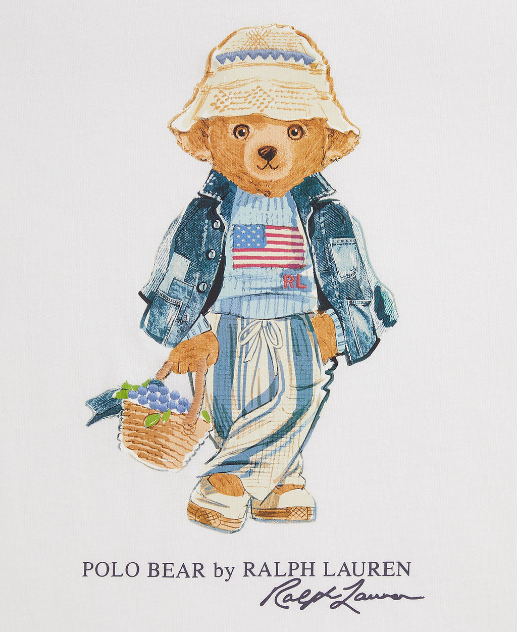 Ralph Lauren Girls Jersey Knit Polo Bear White T-Shirt_ 313A11759001