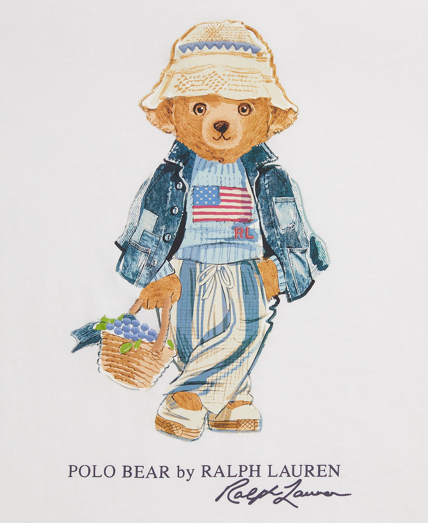 Ralph Lauren Girls Jersey Knit Polo Bear White T-Shirt_ 313A11759001