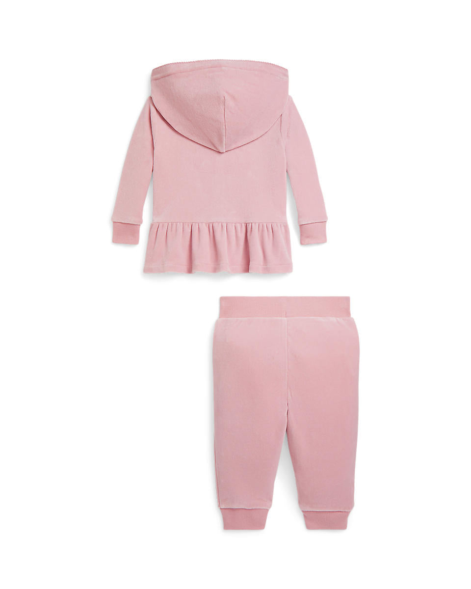 Ralph Lauren Baby Girls Velour Hoodie & Jogger Pant Set