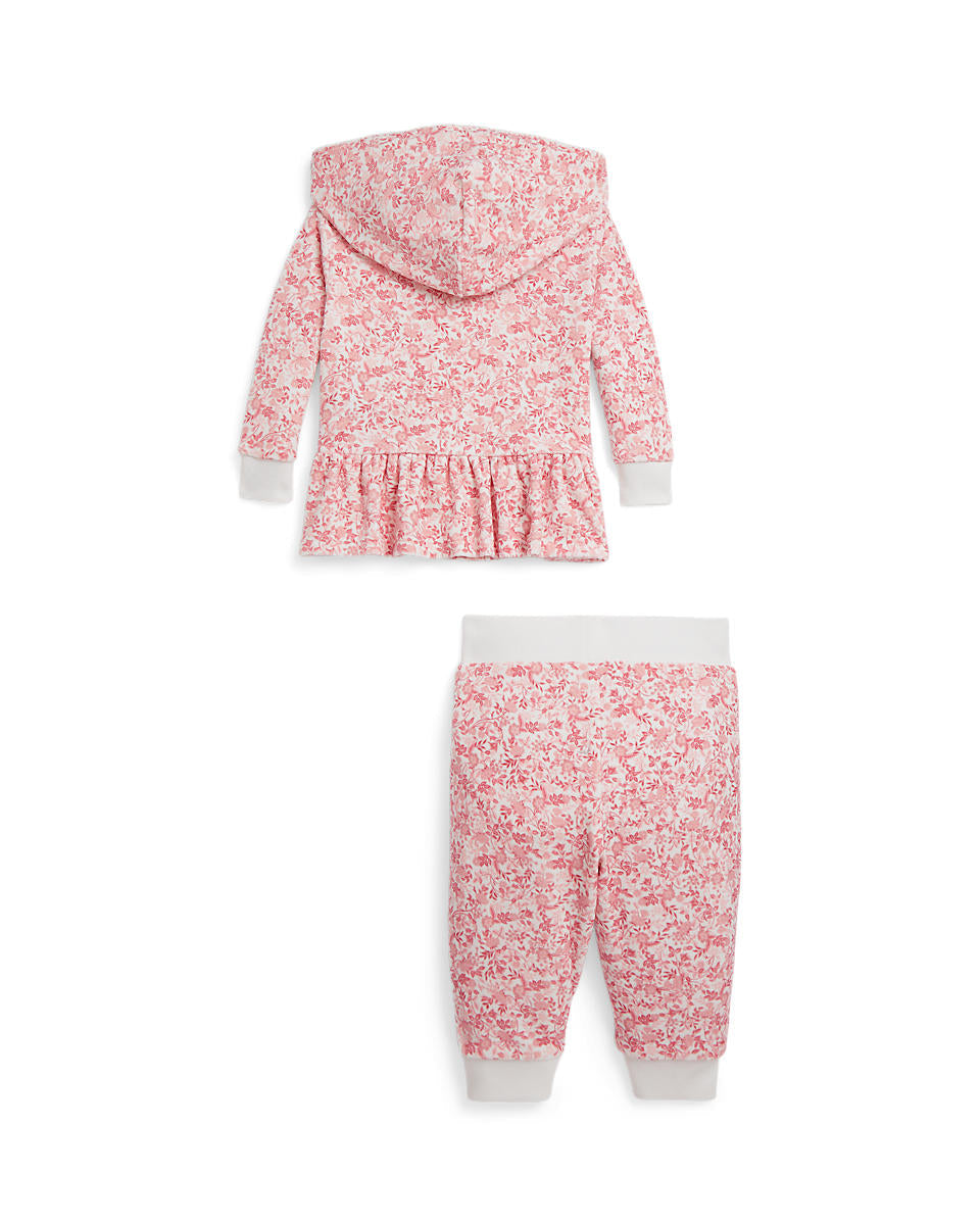 Ralph Lauren Baby Girls Floral Velour Full-Zip Hoodie & Pant Set