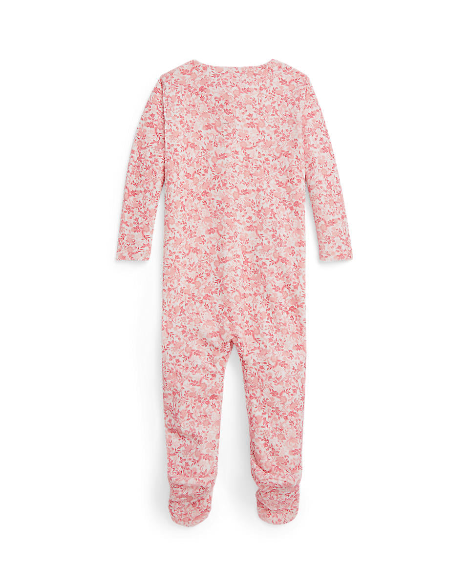 Ralph Lauren Baby Girls Floral Velour Footed Coverall