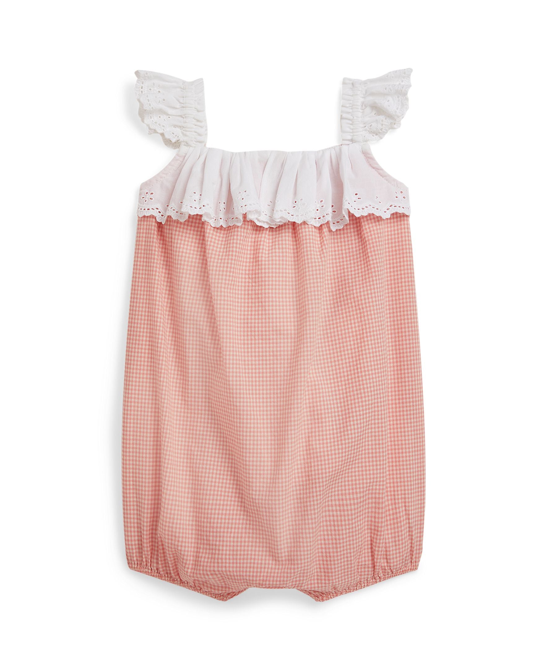 Ralph Lauren Baby Girls Madras Woven Pink/Cream Shortall_ 310A12859001