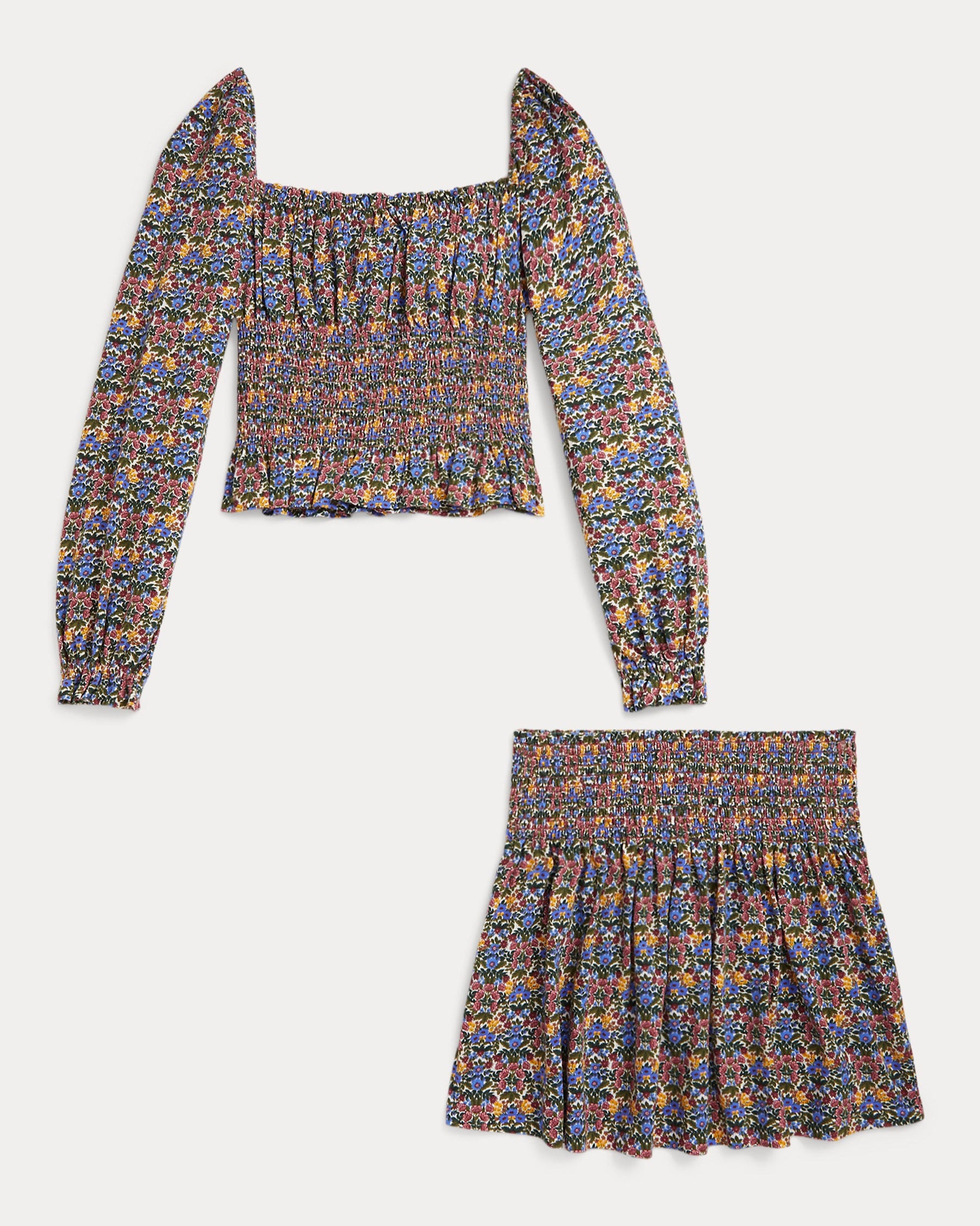 Ralph Lauren Girls Floral Smocked Top & Skirt Set