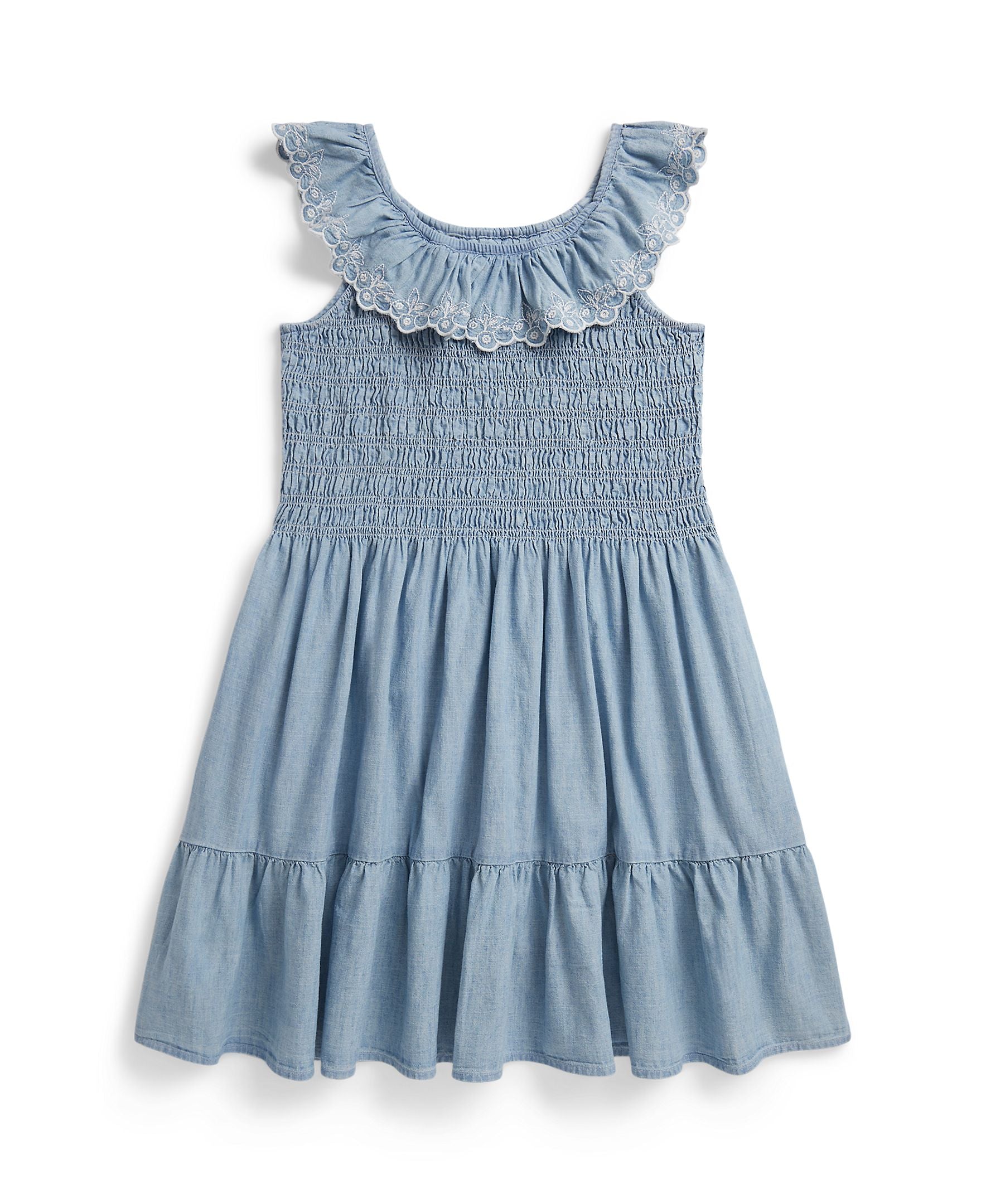 Ralph Lauren Girls Chambray Woven Blue Dress_ 313A11755001