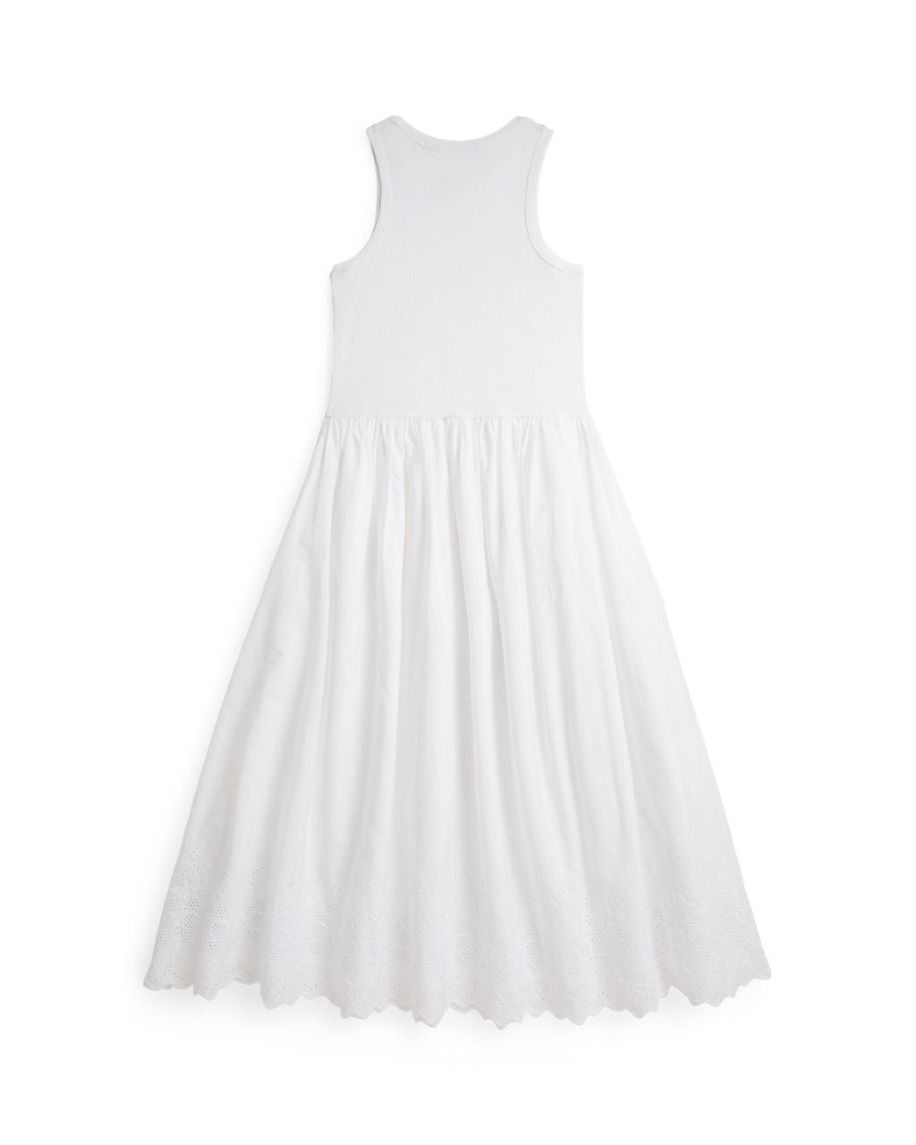Ralph Lauren Girls Eyelet-Skirt Ribbed Cotton Maxi Dress