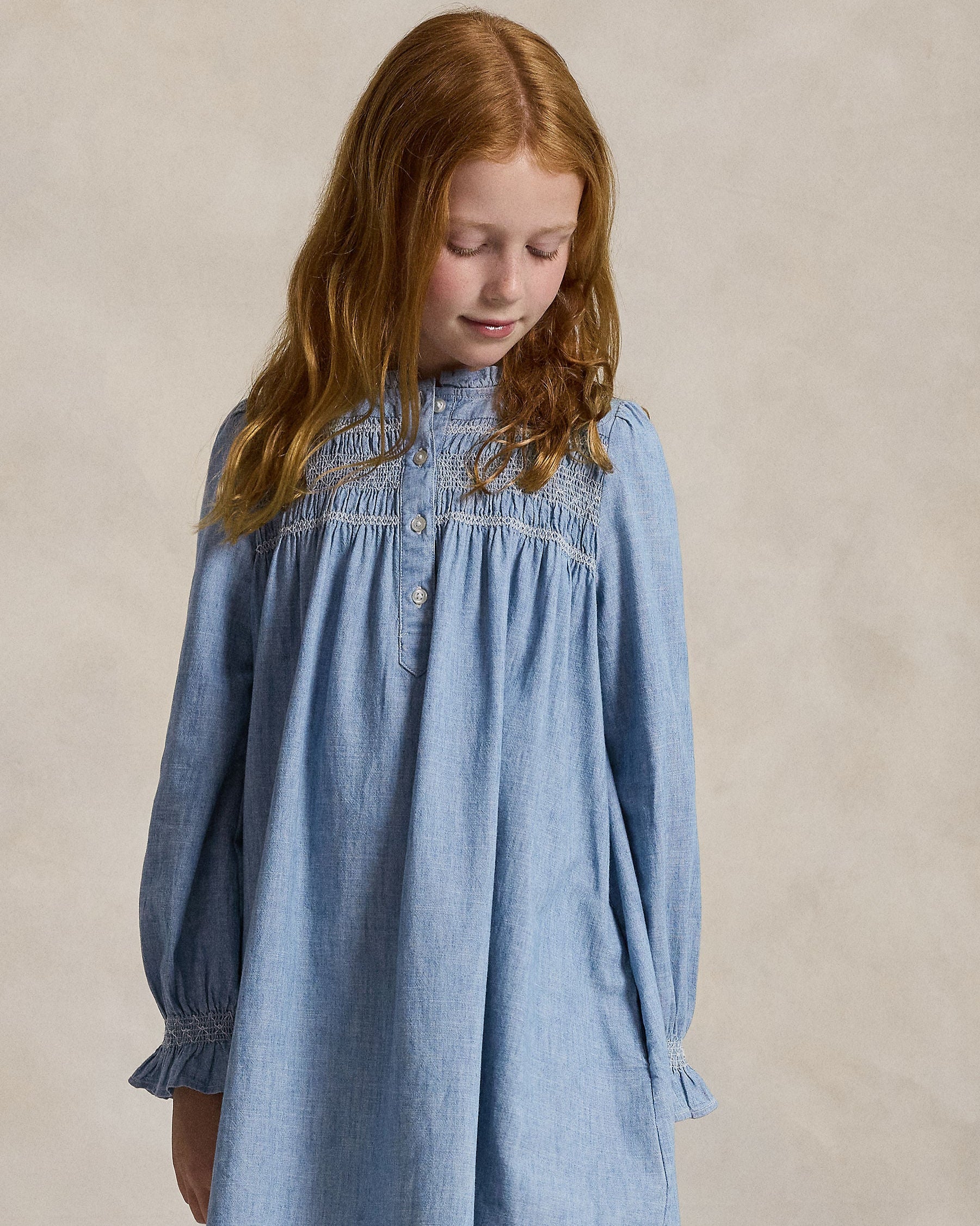 Ralph Lauren Girls Smocked Indigo Chambray Dress NorthGirls Ralph Lauren Girls Smocked Indigo Chambray Dress NorthGirls