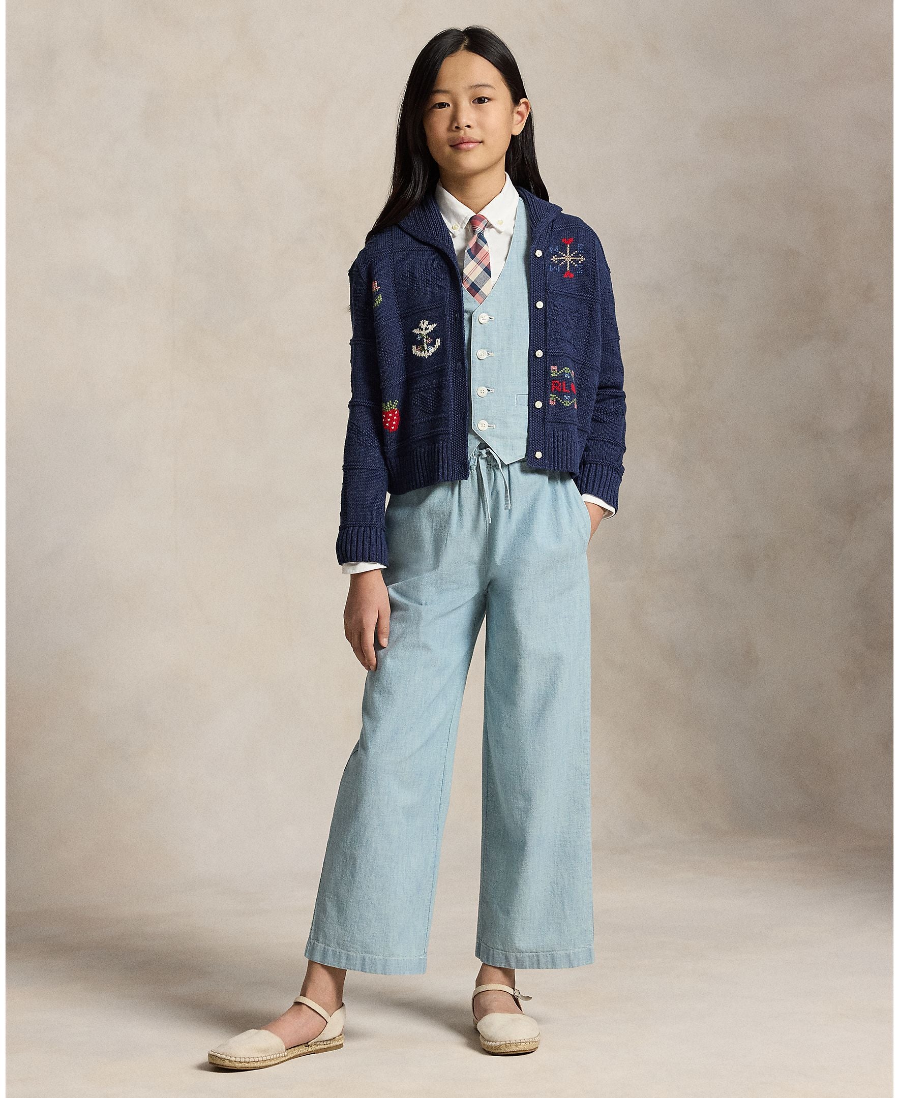 Ralph Lauren Girls Chambray Woven Blue Pullover_ 313A11800001