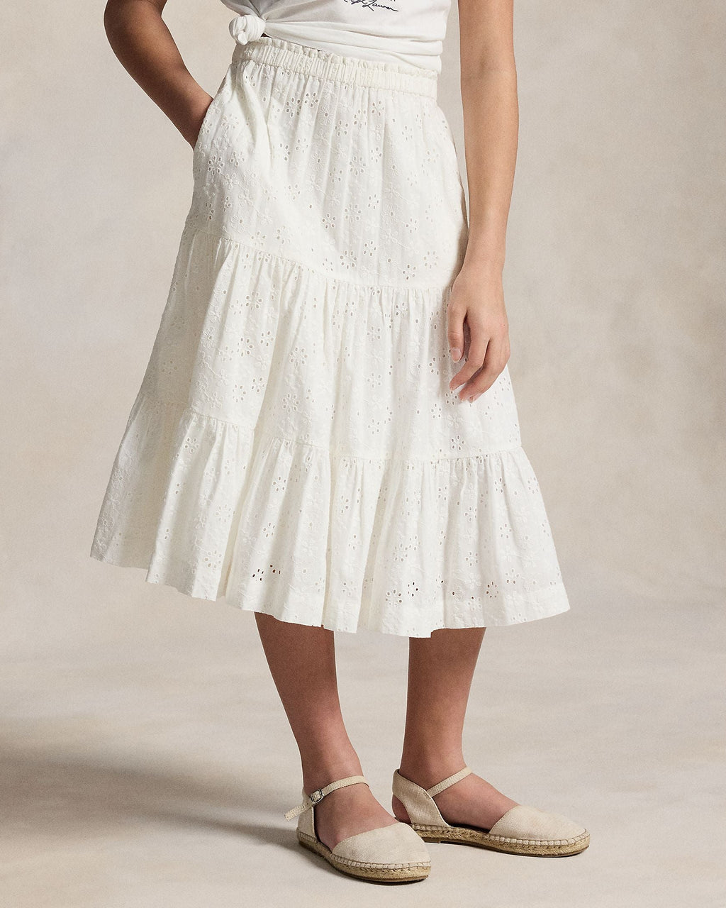Ralph Lauren Girls Eyelet Cotton Maxi Skirt
