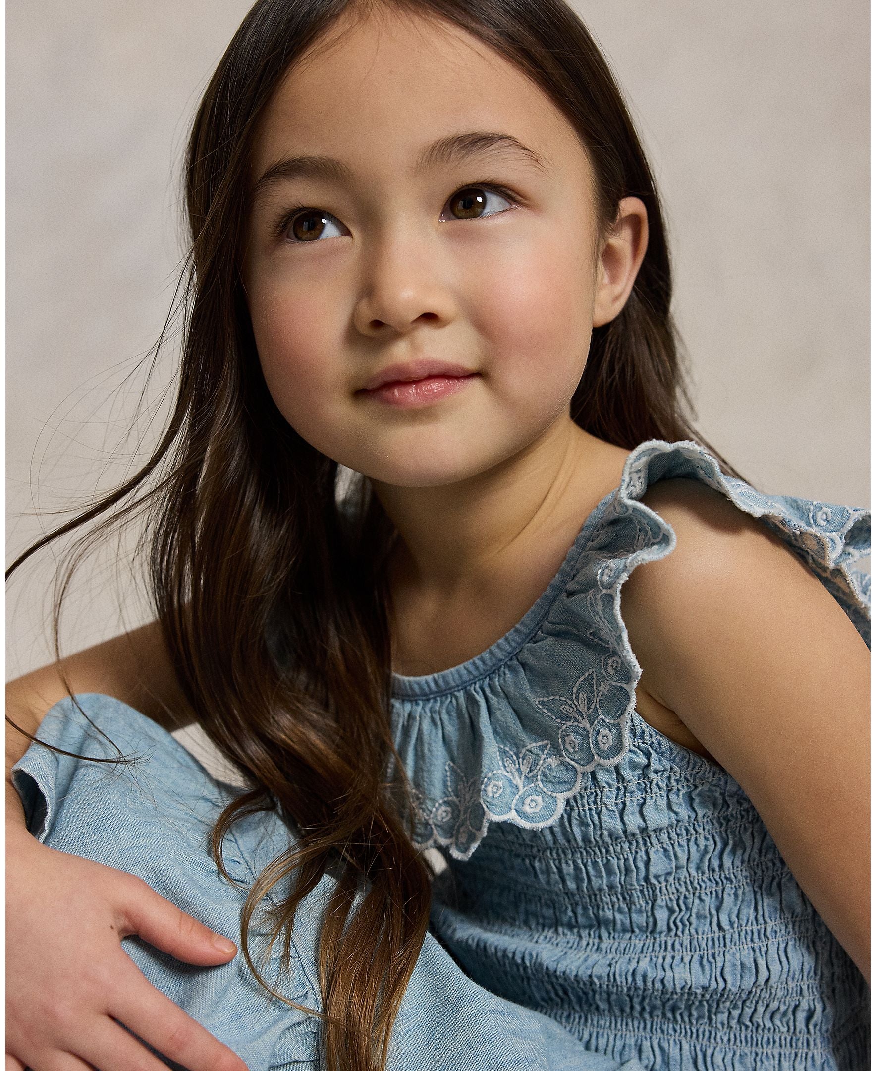 Ralph Lauren Mini Girls Chambray Woven Blue Dress_ 312A11755001