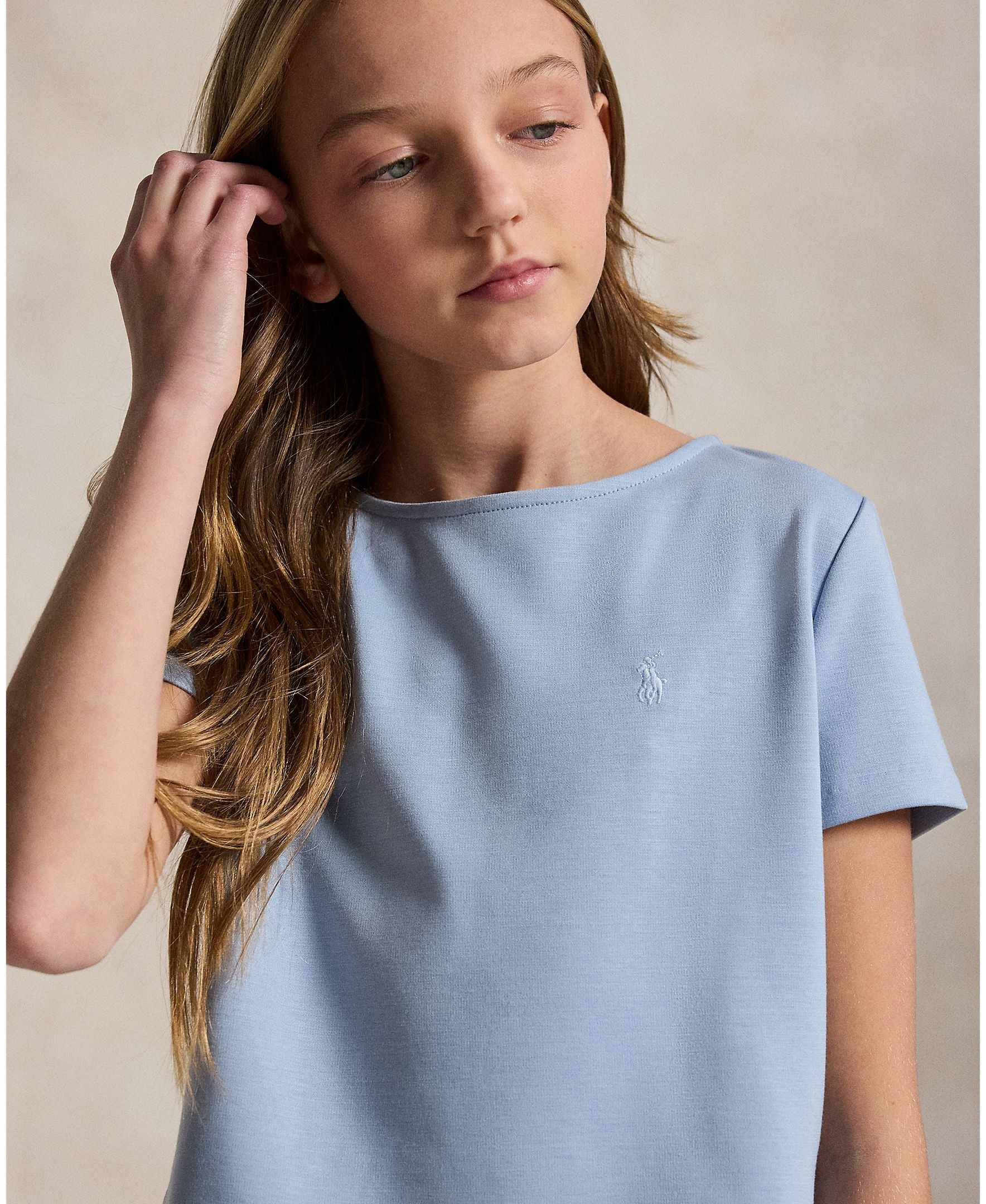 Ralph Lauren Girls Ponte Roma Contrast Stitch Estate Blue Skirt_ 313965215501