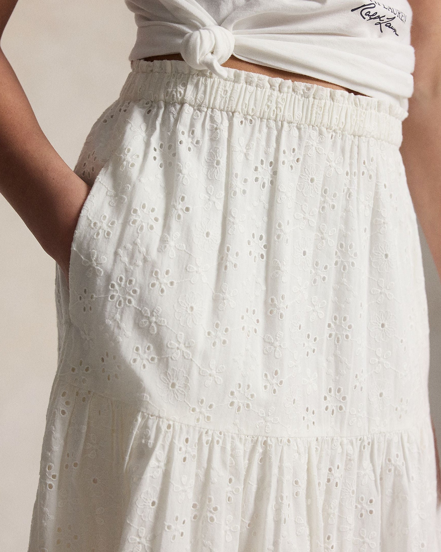 Ralph Lauren Girls Eyelet Cotton Maxi Skirt